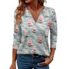 Women's Casual Fashionable Sexy Comfortable V-Neck Christmas Three-Quarter Sleeve Top