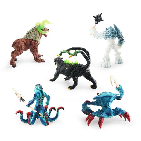 Monsters Figurine Various Water Crab Octopus Ice Demon Cattle Black Panther Monsters Model Ornament PVC Mythical Animal Statue Model Decoration