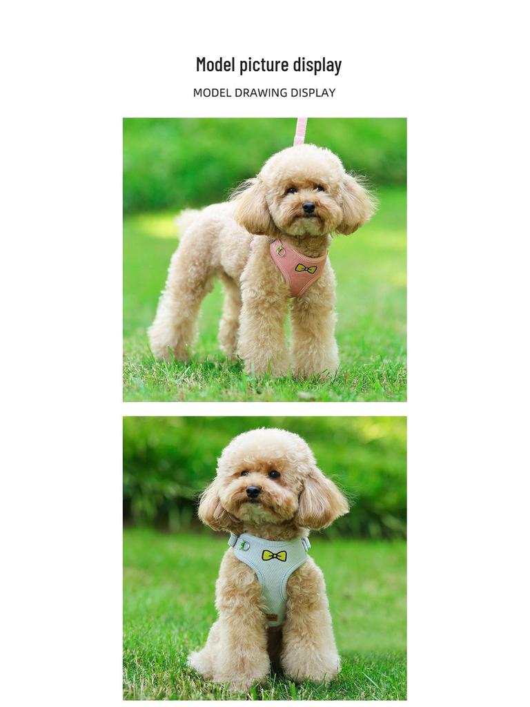 Reflective Vest-Style Dog Harness & Leash for Small Breeds