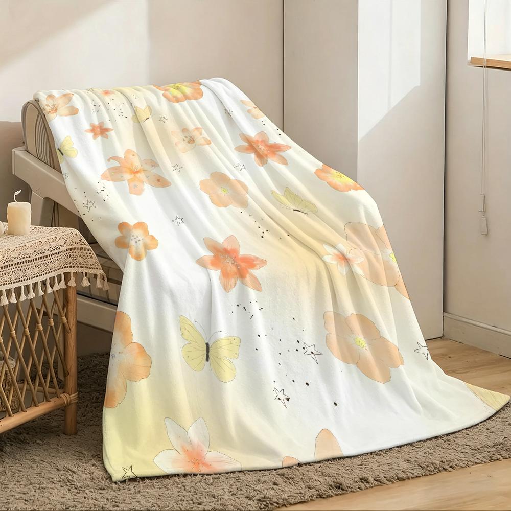 flowers cute Throw Lightweight 240g Flannel Blanket Soft Skin-friendly for Summer Cooling