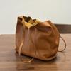 Johnature Handmade Casual Tote Bag Versatile Commuting Shoulder Bag Large Capacity Genuine Leather Handbag