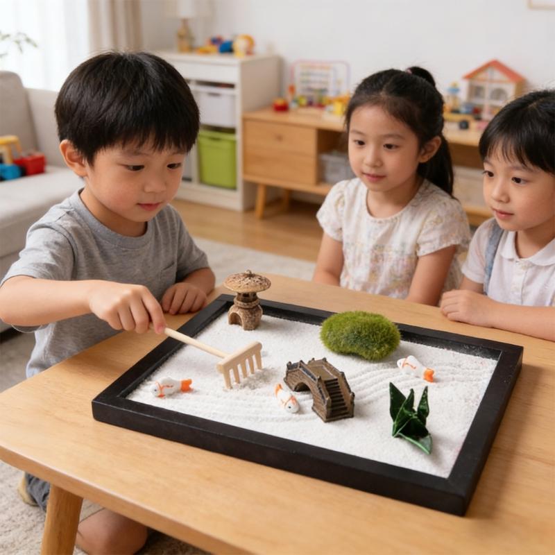 Японський сад Дзен для столу Дерев'яний пісочний сад Декорації Дзен Медитації Подарунок Сенсорний терапевтичний інструмент Усвідомленість Емоційний