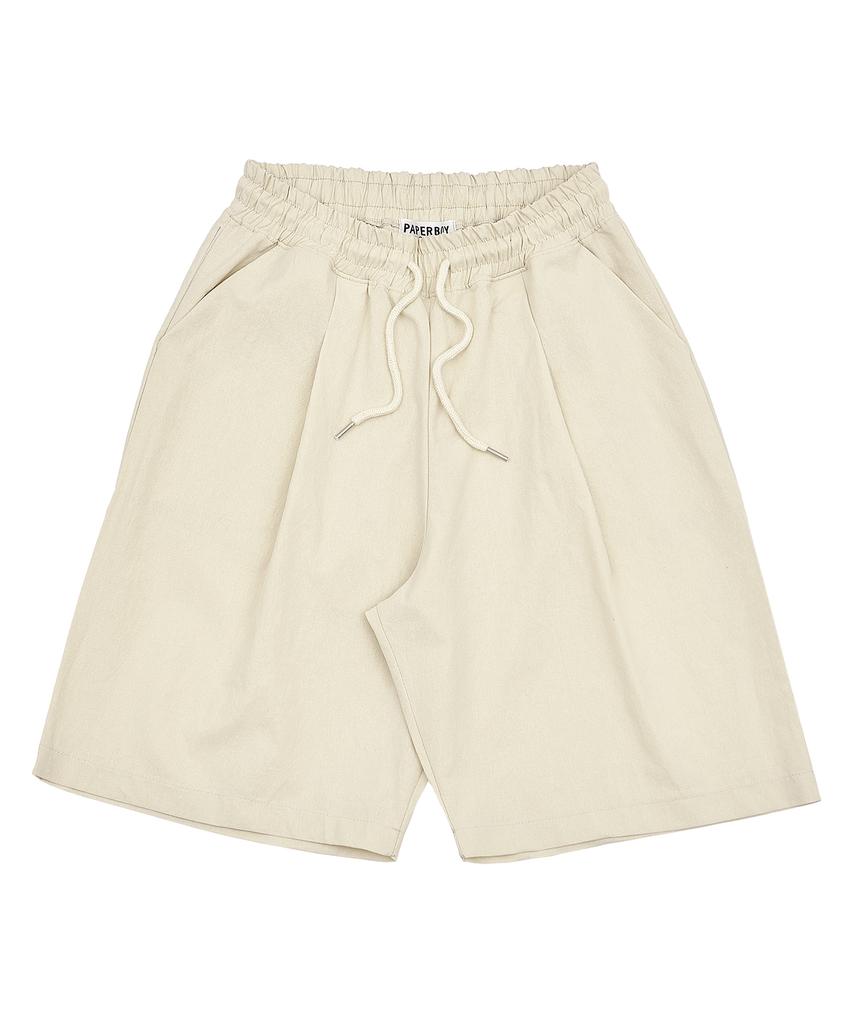 PAPERBOY Linen Bio Pintuck Half Pants - Khaki Brown