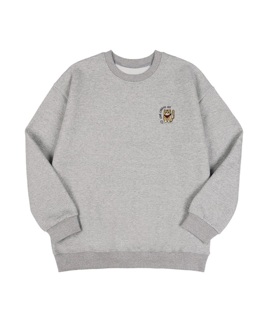 BEMIGHTY Cheese Cat Oversized Double-Sided Sweatshirt [Black] (A Type)