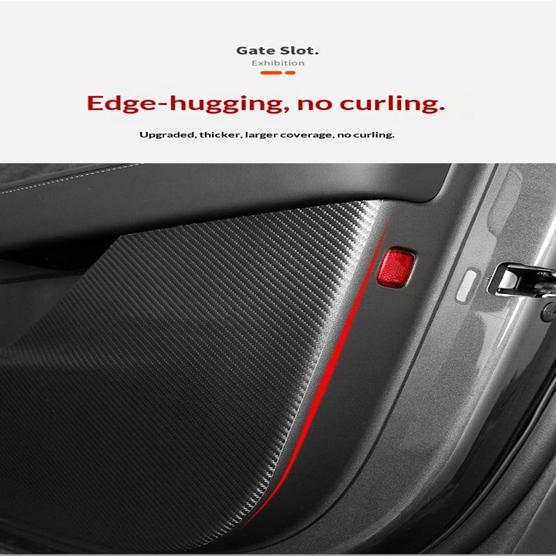 HOMEFISH For Car Door Anti Kick Pad Leather Sticker Trim Kit For Tesla Model Y Juniper Side Door Protector Interior Decoration