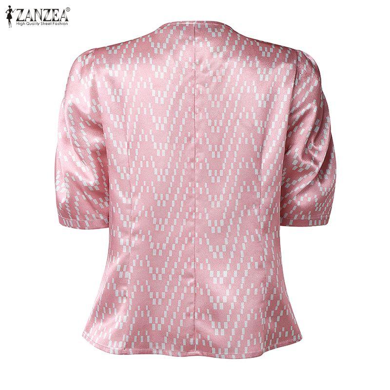 ZANZEA Lässige Sommerbluse mit V-Ausschnitt und kurzen Ärmeln für Damen