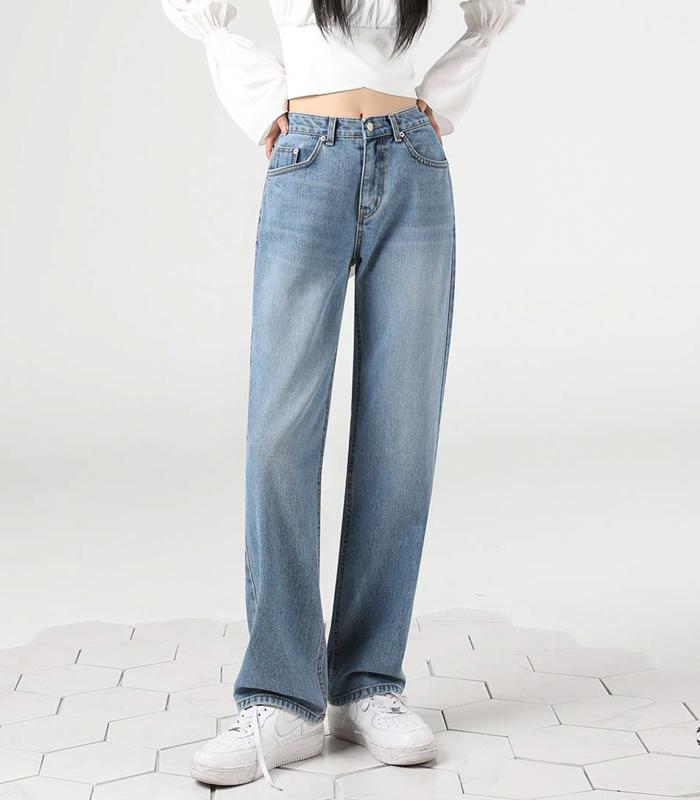 AVANDRESS Straight Wide Denim Pants Blue