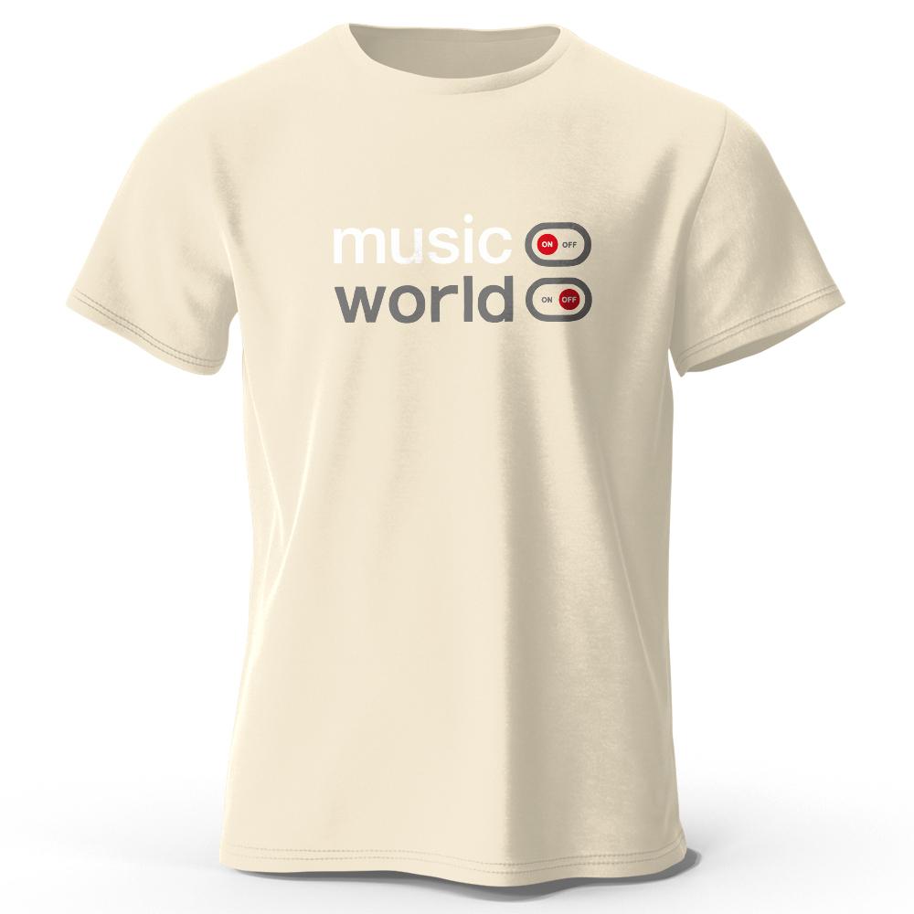 Men's Music World Printed T-Shirt 100% Cotton Oversized Classic Funny Graphic Tees for Men Women Summer Tops