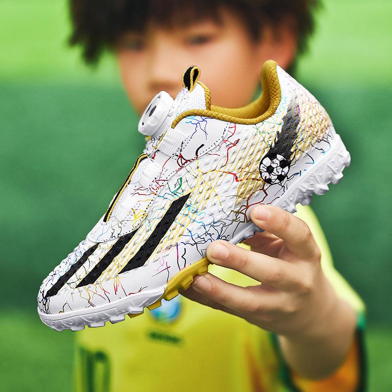 Rotary Buckle Football Shoes Children's Low-top Artificial Turf Short Broken Nails Student Children Middle Children's Grass Sports Shoes