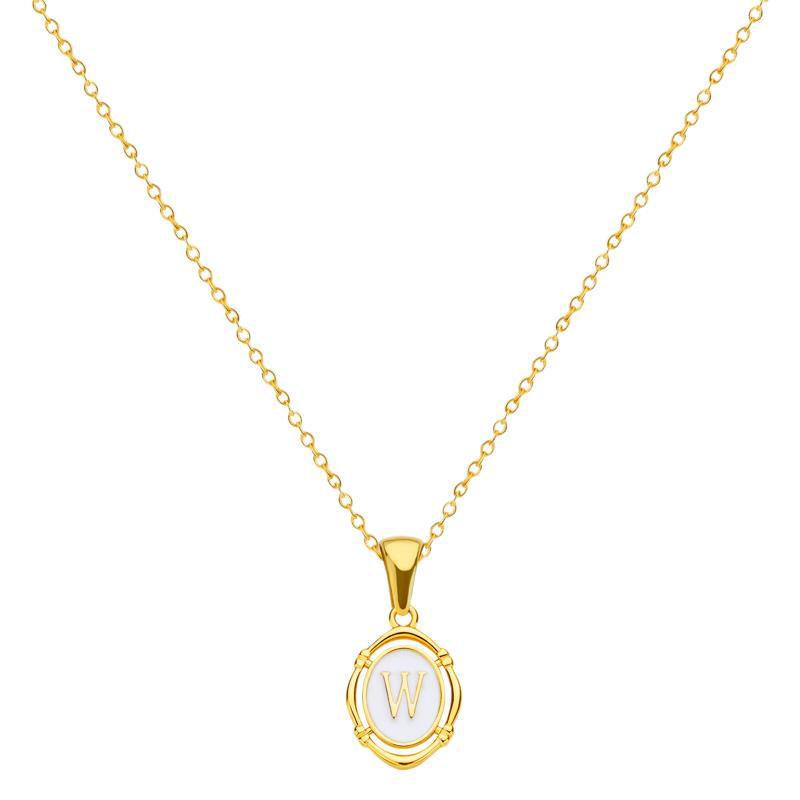 Gold Stainless Steel Initial Pendant Necklace - Elegant Shell Design for Women