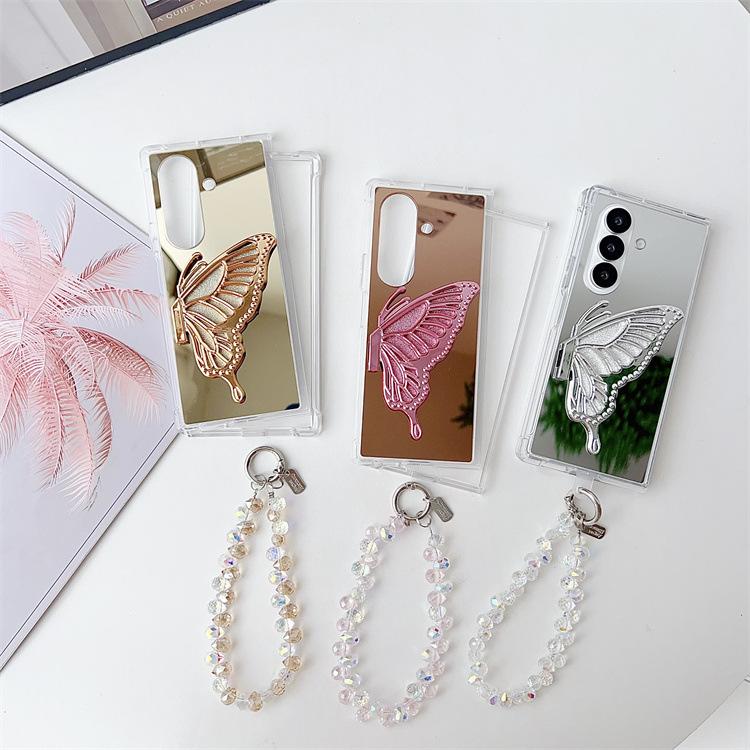 Applicable to Samsung ZFold7 folding mirror butterfly bracket anti-drop case zfold6/5 acrylic bracelet protective case