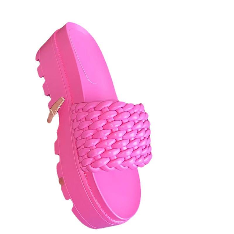 2026 Women's Plus Size Comfortable Woven Platform Sandals - Summer Round Toe Beach Slippers Europe & America.
