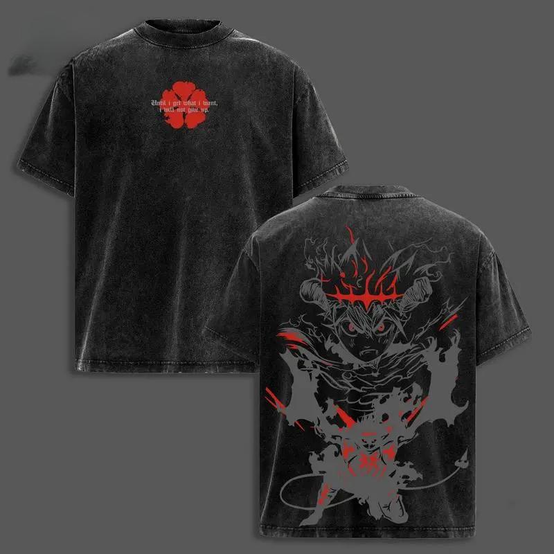 

Black Clover Asta Anime Graphic Tshirt Men Women Clothing Short Sleeve Cotton T-shirts Vintage Washed Tee Harajuku Male T Shirt XXL чёрный