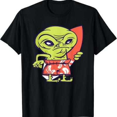 Alien Surfer Alien Surfboard T-Shirt