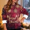 Women's Fashion Casual Long Sleeve Christmas Printed Round Neck Top Sweatshirt