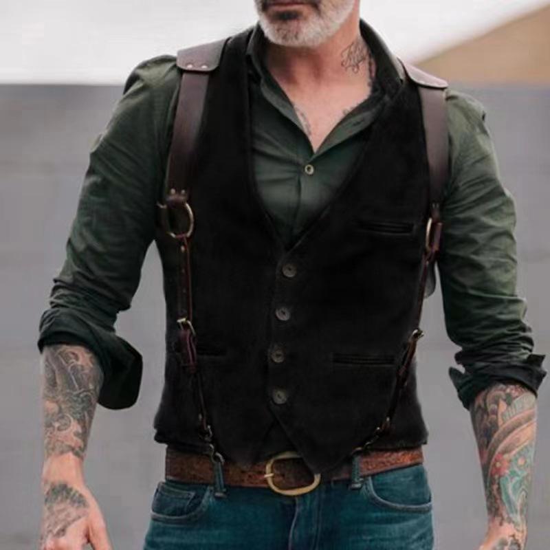 

Мужской жилет в стиле пэчворк, европейский размер, многоцветный, в британском стиле, повседневный. S чёрный