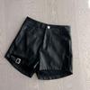 Sexy Black Pu Leather Shorts Women Summer Tight Gothic High Waist Shorts Street Fashion Y2K Girls Outfit