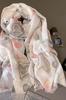 Shawl with Gray and Pink Hearts with Shine - Subtle Elegance 180X90