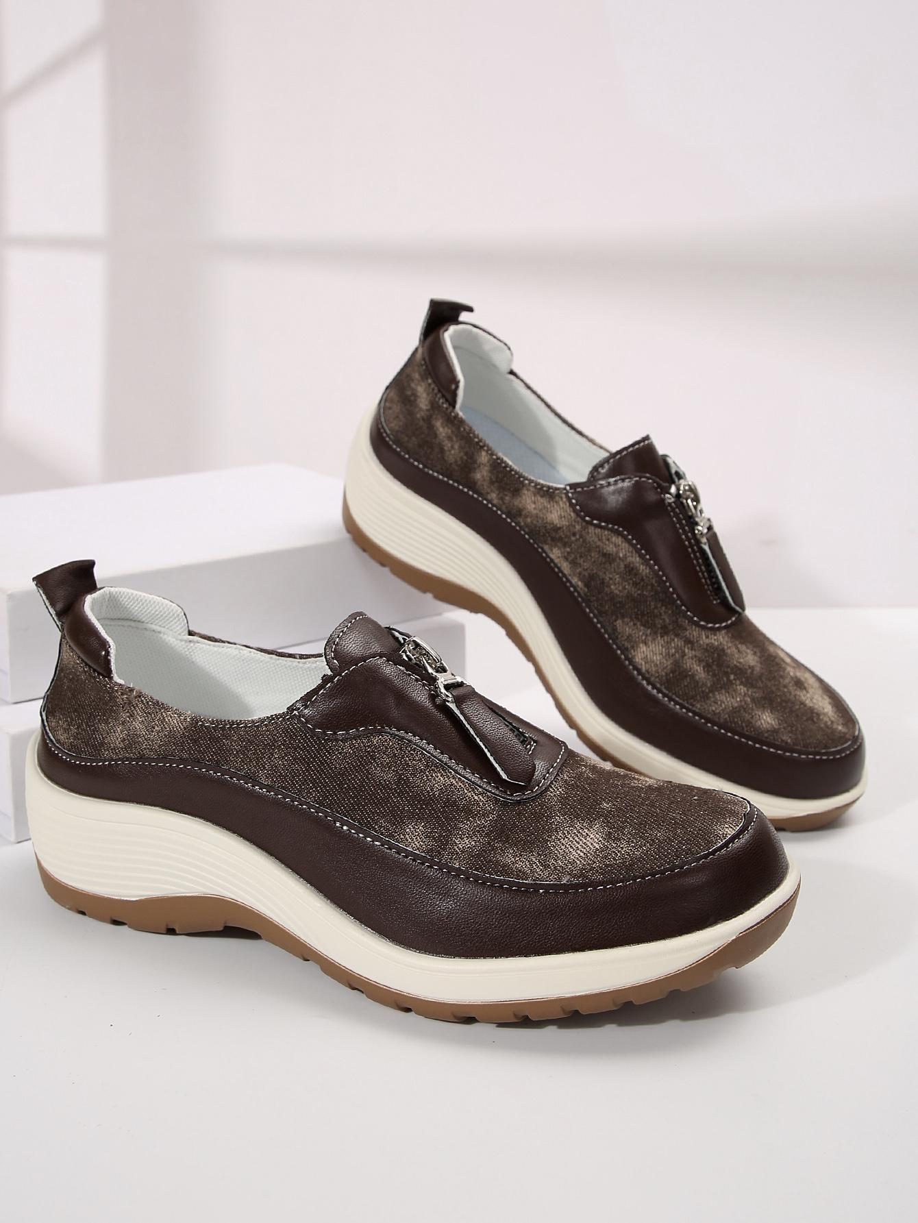 

Модные весенние и летние удобные простые повседневные кроссовки для ходьбы Модные кроссовки с передней молнией Новые кроссовки для бега Вулканизированная обувь 38 хаки