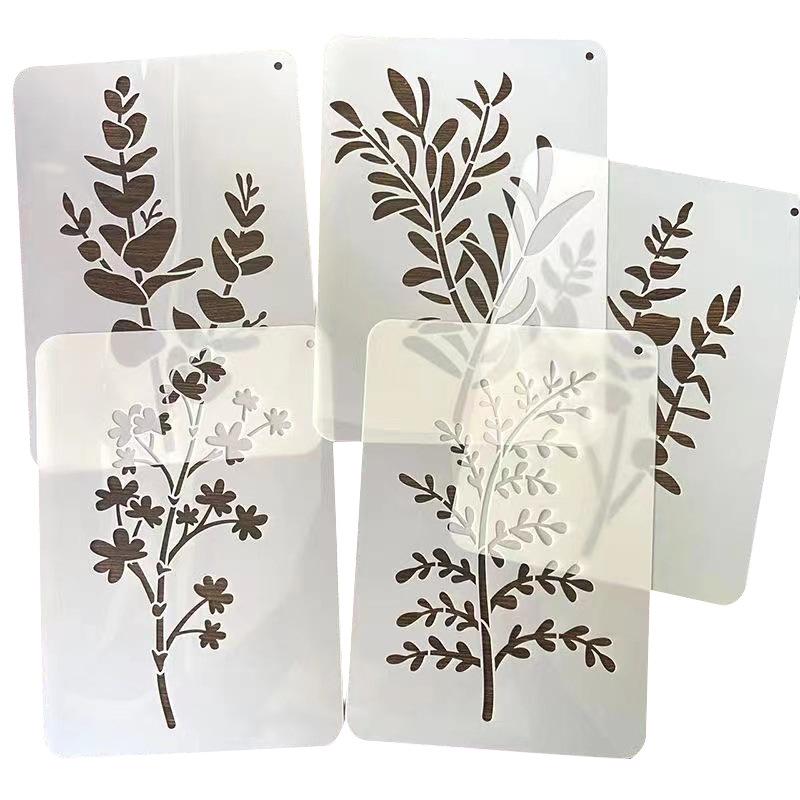 DIY Plant Painting Template, Handmade, Hollow Lace Ruler, Spray Painting Template, Flower and Leaf, Hollow Template, Painting Tool Set, Home Decorat