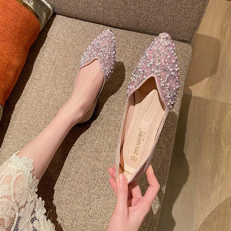 

33 34 size pointed single shoes women s flat bottom shallow mouth new Doudou shoes summer ladyshoes large size 41-43 33 рожевий