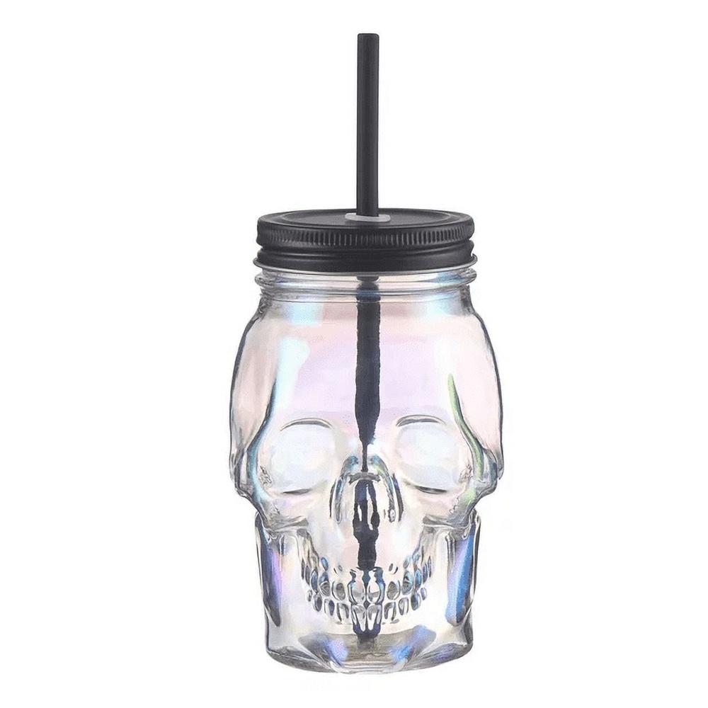 Iridescent Skull Glass Cups 4 Pack Unique Drinkware Smoothies Cocktails Shakes Juices Fun Gift Idea