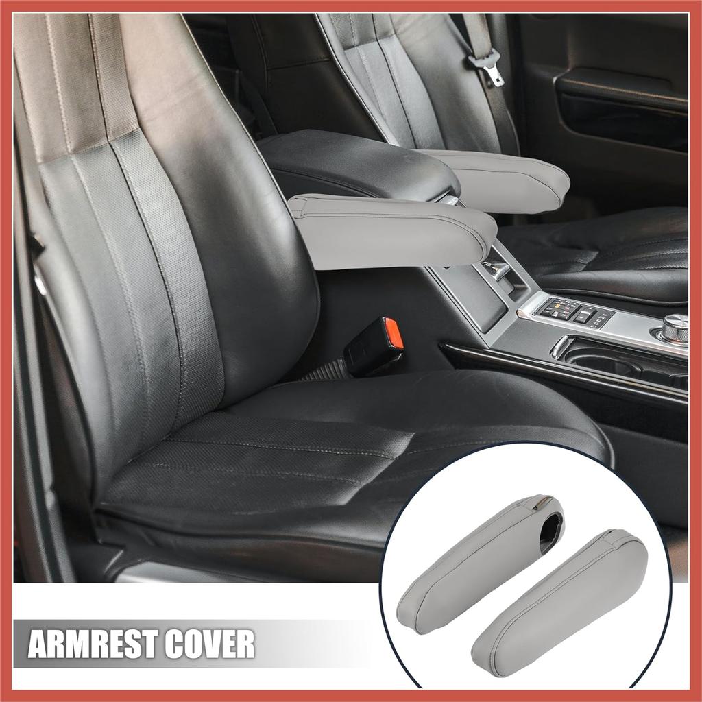 ACROPIX 1 Pair Car Front Seat Armrest Cover Replacement Microfiber Leather Gray for Toyota Sienna 2011-2017 Car Parts