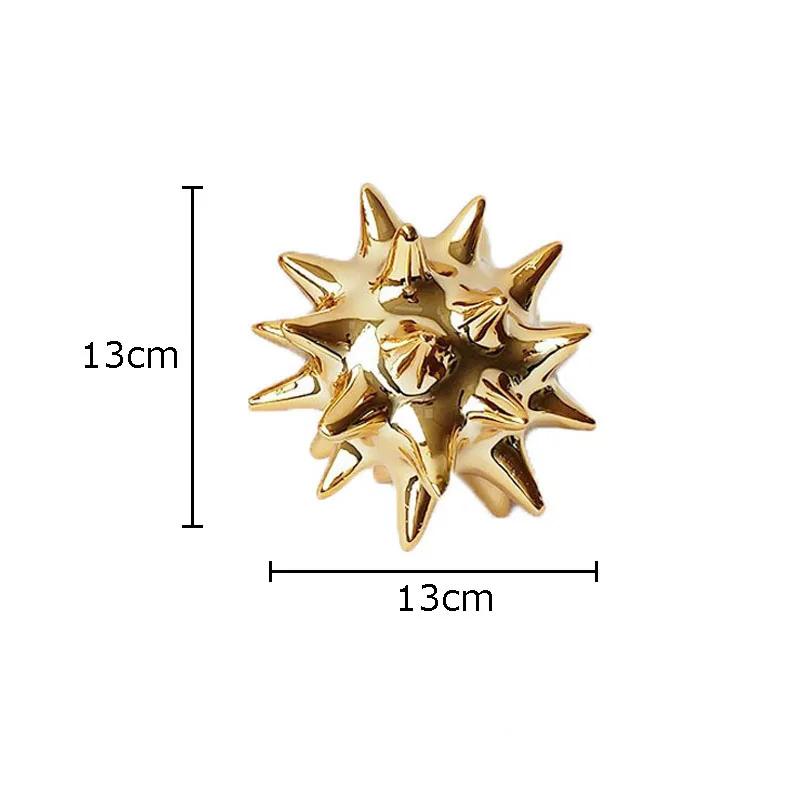 

Golden Spike Sea Urchin Statue Abstract Crafts Desk Decoration Sphericity Spiky Ball Sea Urchin Ornaments Room Aesthetics Decor