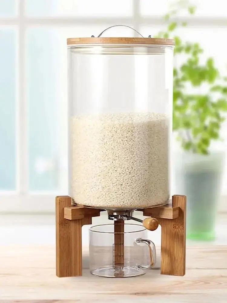 

7.5L Grain Storage Jar with Cup Rice Dispenser + Valve + Sealed Box for Dry Grains білий