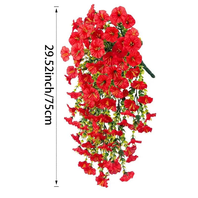 1pc UV-Resistant Artificial Morning Glory Eucalyptus Hanging Decor - Perfect for Home Garden Weddings Versatile Outdoor Decor