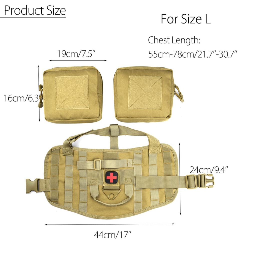 Waterproof Dual Side Dog Backpack Nylon Harness Vest Military Tactical Molle Traning Food Tools 