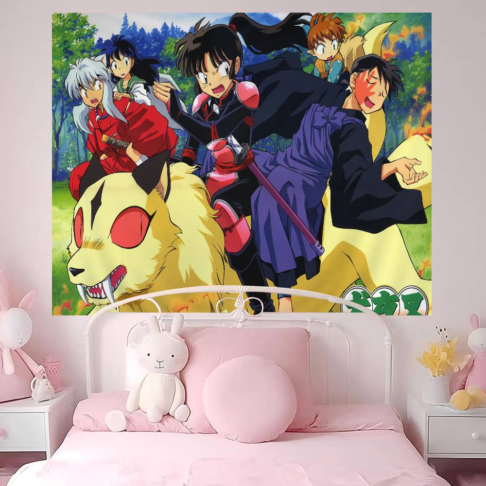 Japanese Anime Inuyasha Anime Tapestry Hanging Tarot Hippie Wall Rugs Dorm Wall Hanging Sheets