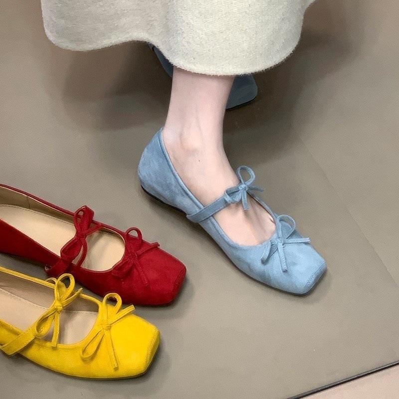 Inner Heightening Shallow Mouth Mary Jane Shoes Summer French Retro Evening Breeze Bow Gentle Single Shoes