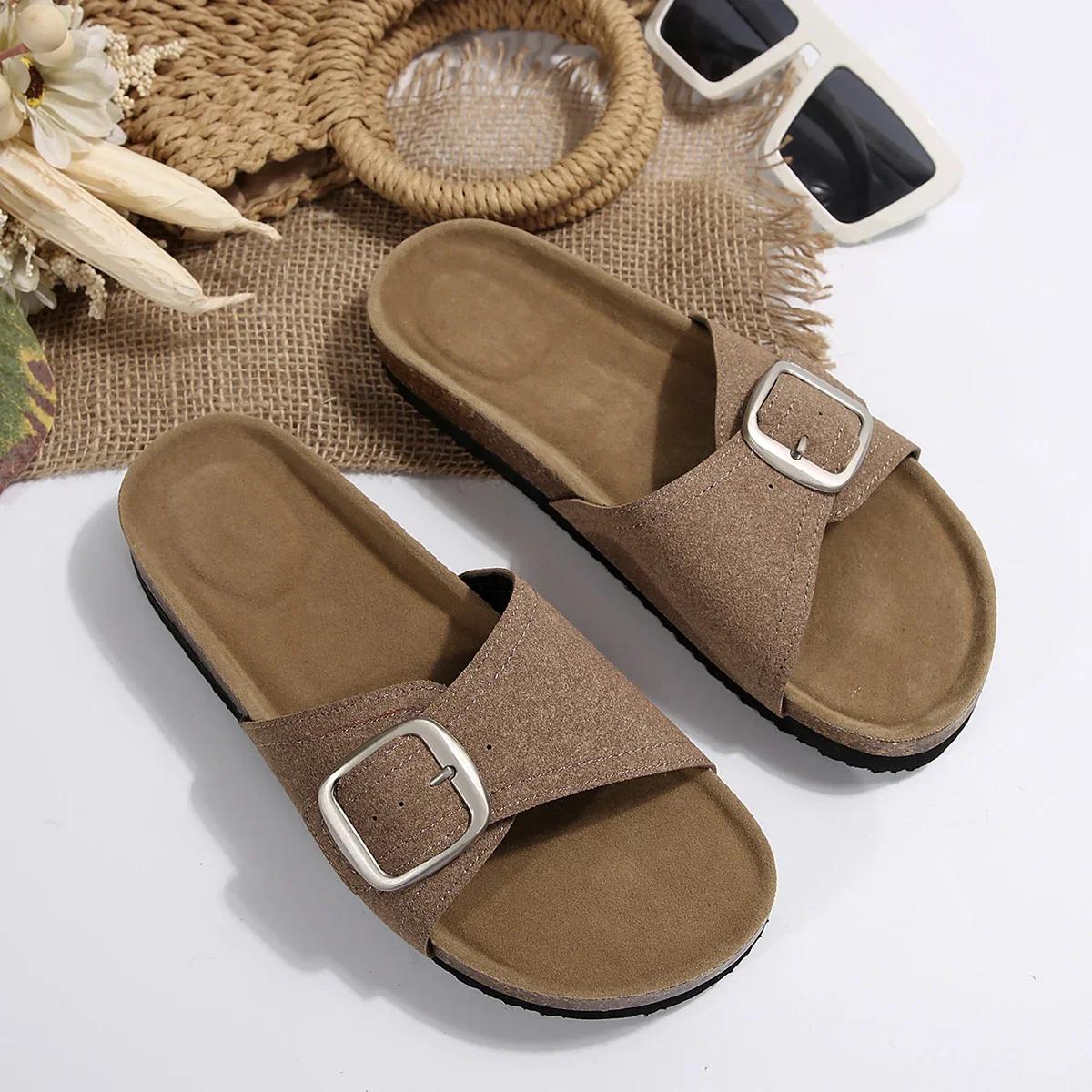 

Жіночі босоніжки Літні нові ретро жіночі босоніжки Lazy Shoes Коркова підошва Високе взуття для жінок Дизайнерські босоніжки 43 темного кольору хакі