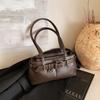 Vintage Textured Tote Bag Casual Versatile Belt Buckle Shoulder Bag Niche Design European and American Commuter Bag Cross-Border