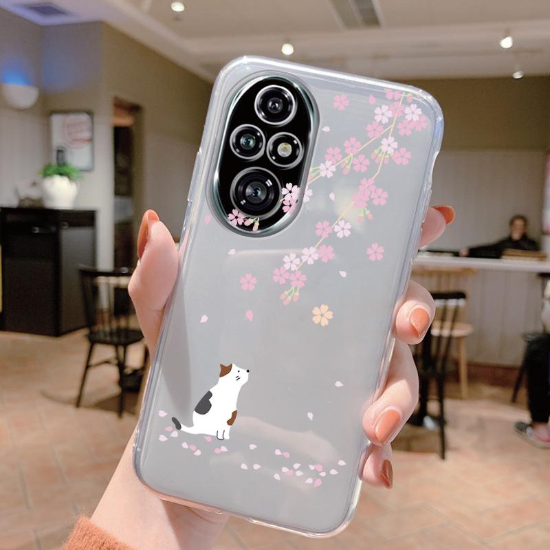 Für Honor 200 Pro Handyhülle Mode Blume Transparente Rückseite Für Honor 200Pro Weiches TPU Silikon Anti-Drop Bumper Fundas