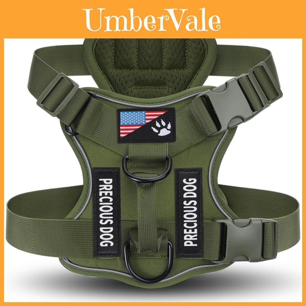 Tactical Dog Harness With Reflective Nylon Material Adjustable Nochoke Fit For Large Dogs