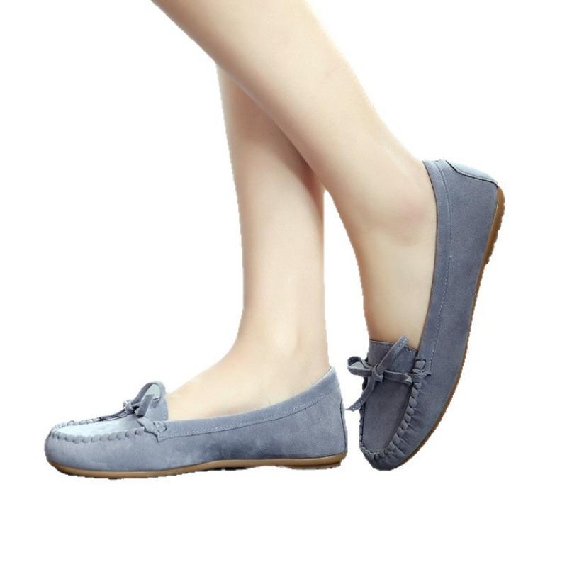 Spring and Autumn New Bow Tassel Soft Sole Flat Bottom Low Top Single Shoes Round Head Doudou Shoes Maternity Women's Shoes