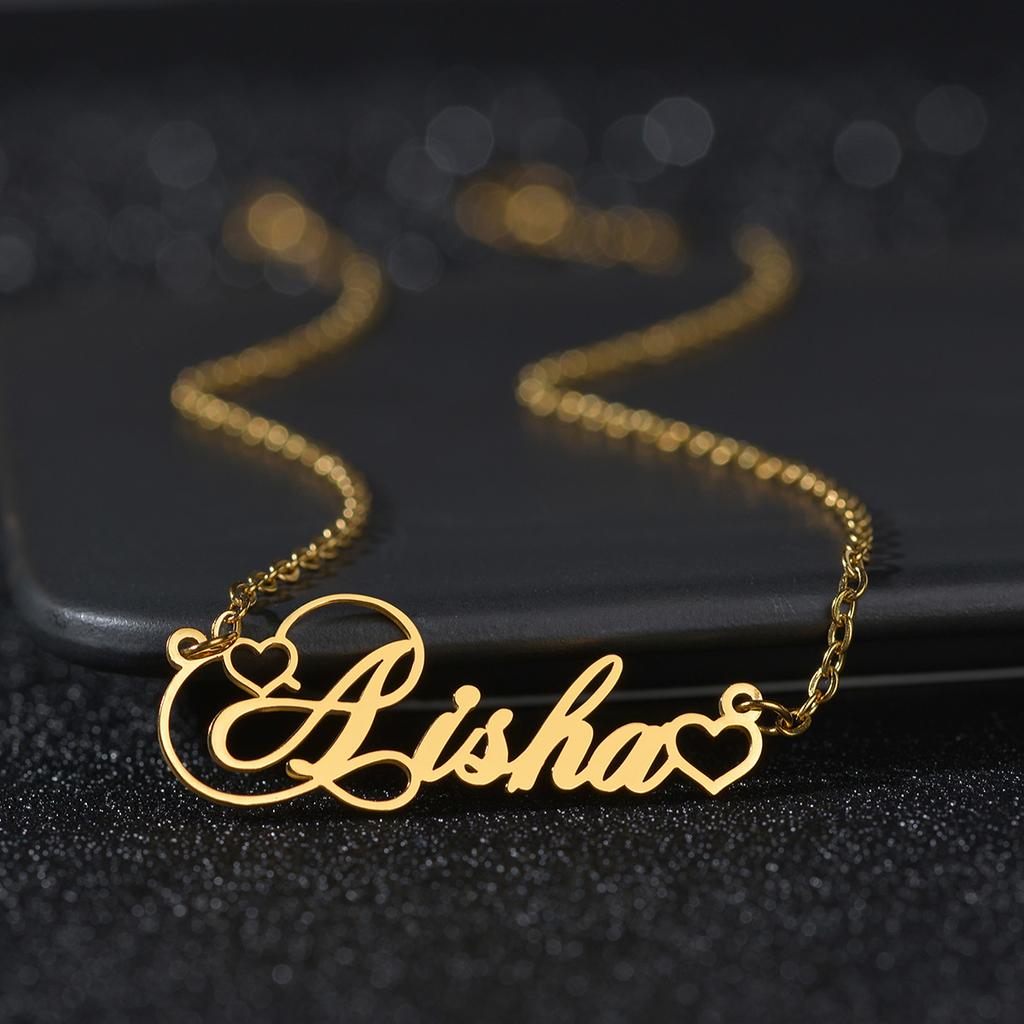 Atoztide Personalized Custom Name Necklaces Nameplate Pendant for Women Stainless Steel Link Chain Mother Kids Jewelry Gift