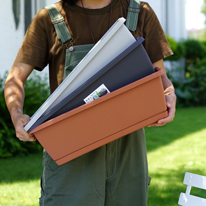 Kullanışlı Uzun Ömürlü Dikdörtgen Saksı Darbe Dayanımı Dikdörtgen Çiçek Kutusu Sebze Yetiştirme Saksısı Çok Amaçlı