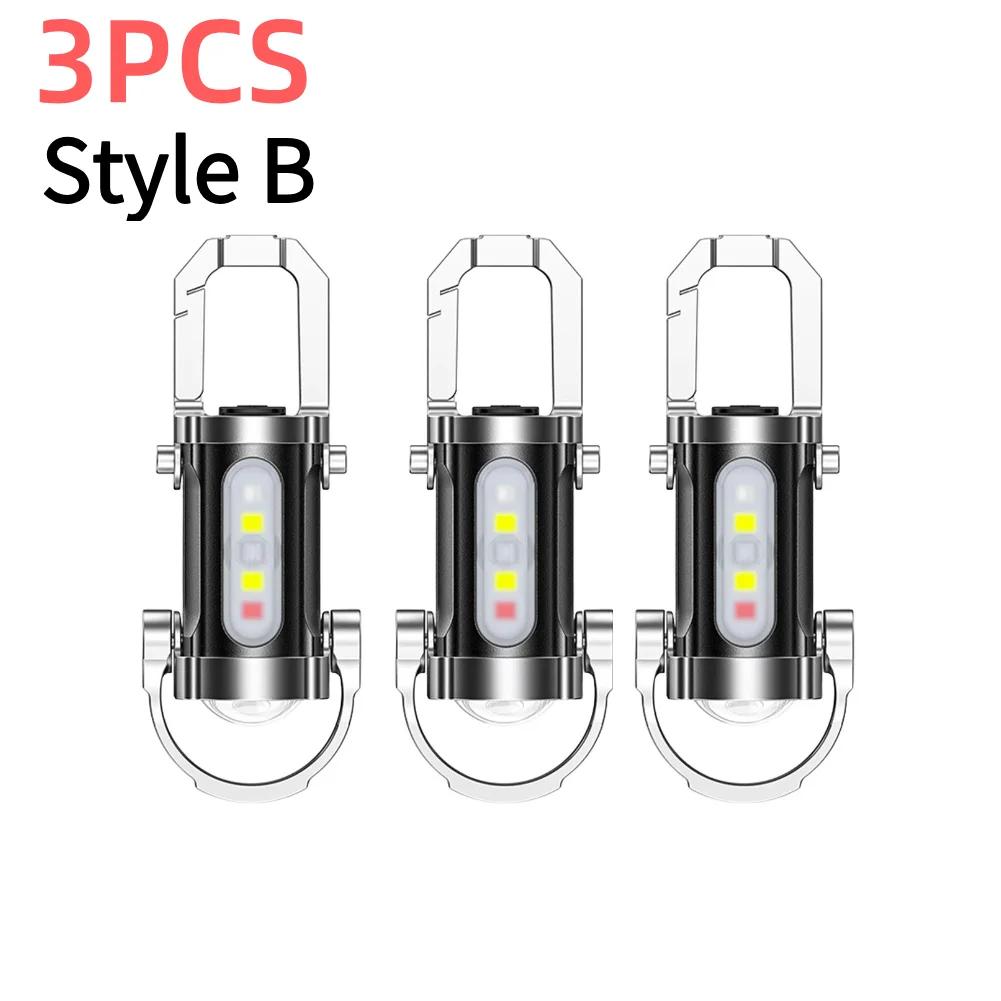 1-5PCS COB LED Keychain Flashlight Multifunctional Pocket Flashlight Ultralight Camping Flashlight for Outdoor Emergency
