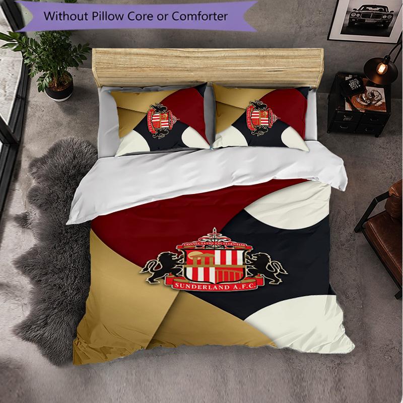 Set Biancheria da Letto a 3 Pezzi Sunderland Football Morbido Set Copripiumino con Federe Set Decorazione Camera da Letto per la Casa