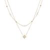 Double Layer Hexagram Star Diamond Encrusted Pearl Necklace Gold Fashion Jewelry