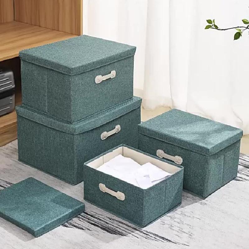 Cotton Linen Fabric Clothes Storage Box For Home Organization