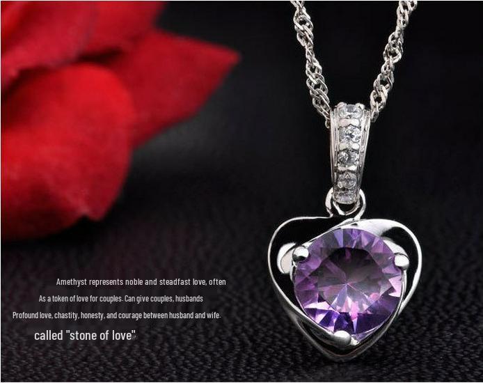 Korean Fashion Imitation Silver Zircon Pendant Necklace for Women