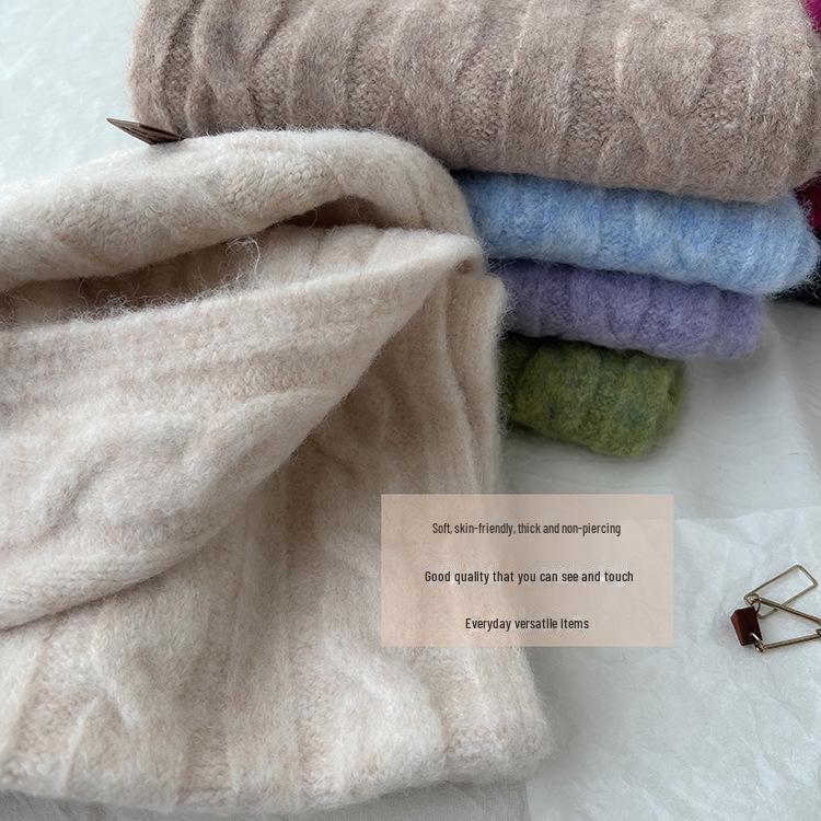 Korean Retro Pattern Wool Blend Scarf - Warm, All-Match, Unisex Winter Neckwear