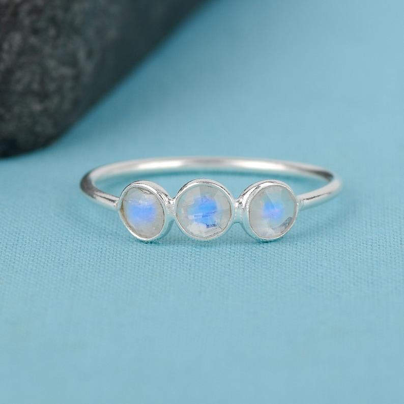 Moonstone Gemstone Ring, Designer Ring, Stacking Ring, Gift For Her, Stacking Ring, Anniversary Ring, 925 Silver Ring
