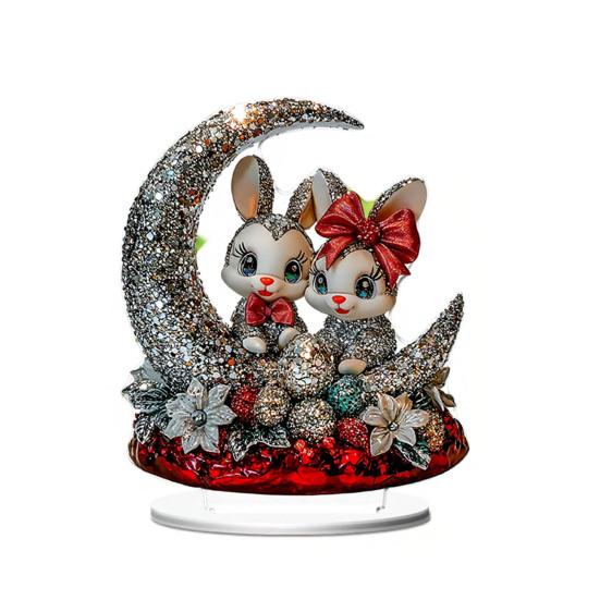 Iepuraș de Paște Acrilic Semn de Masă 2D Plat Ouă Floare Iepure Decorare Casă Living Ziua Îndrăgostiților Petrecere Sărbătoare Ornament de Masă