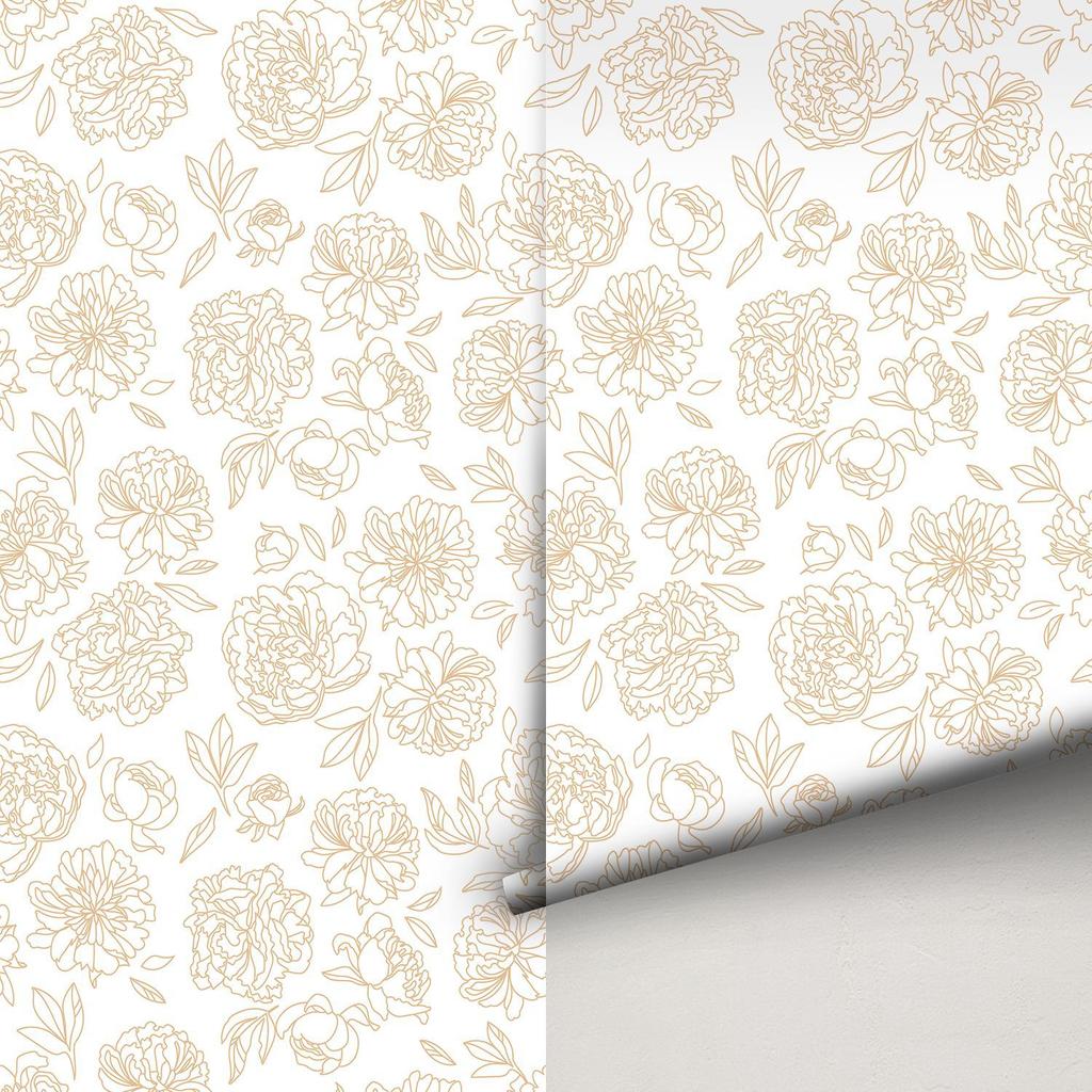 Peel and Stick Peony Floral Wallpaper Self Adhesive Blooming Flower Wall Decor Paper Waterproof Cabinet Sticker