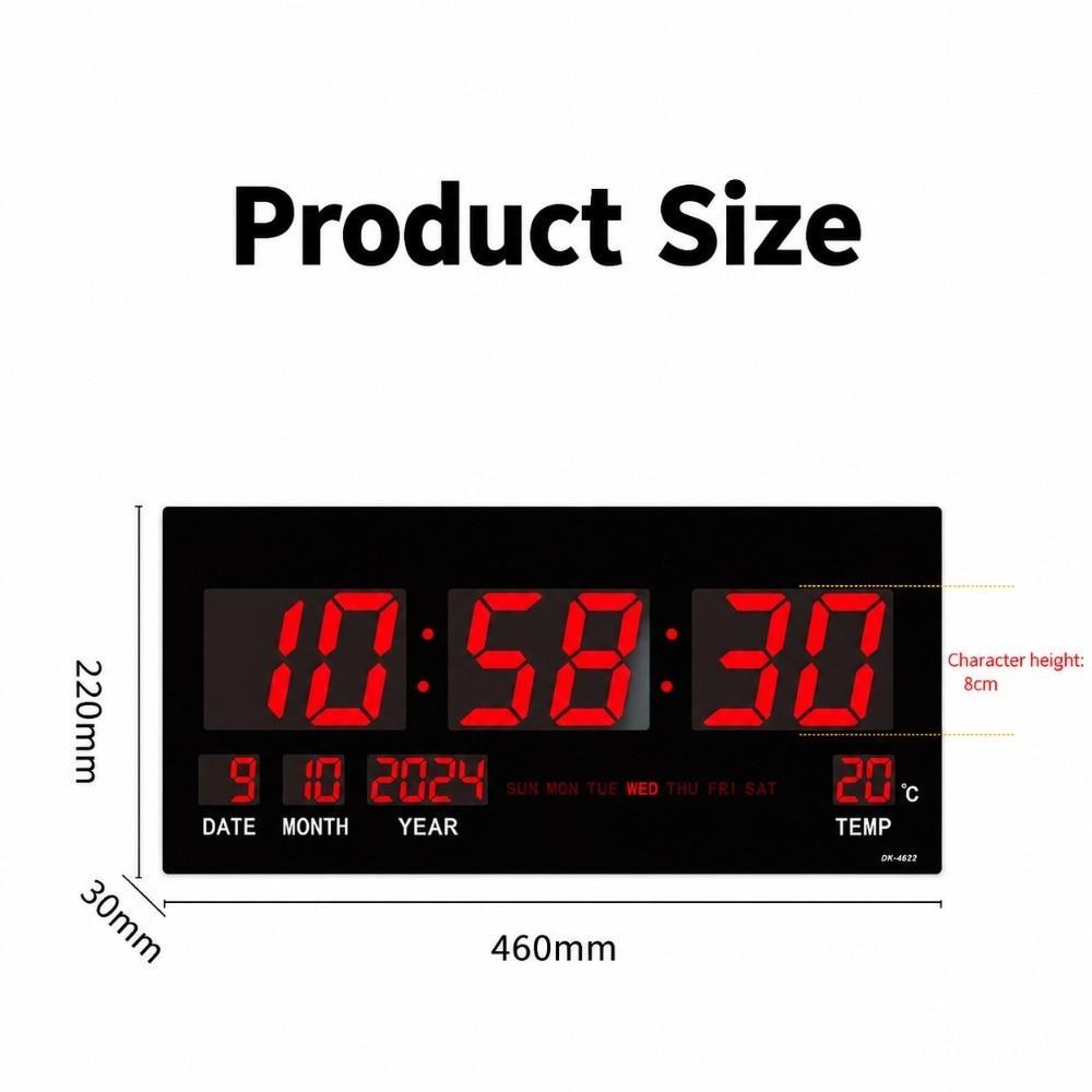 Black Digital Wall Clock LED Screen Perpetual Calendar Clock High Quality LED Wall Clock Home Use